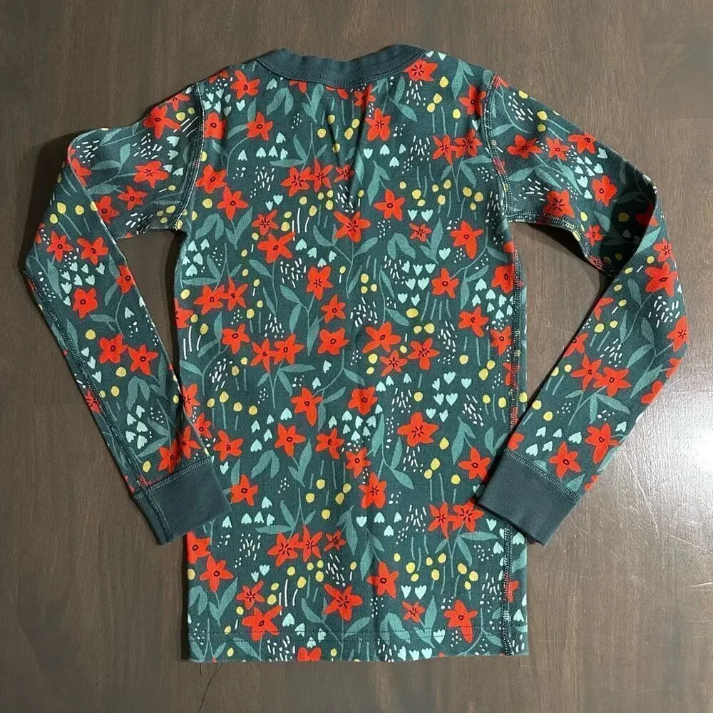 Hanna Andersson size 6-7 Poinsettia Patch Long John Pajama TOP ONLY